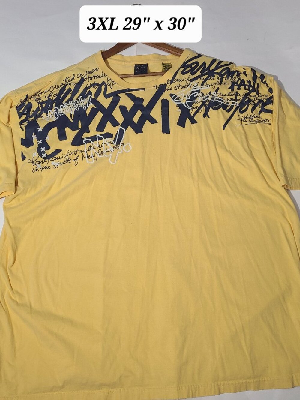 Karl Kani Gold Mne's 3Xl Yellow Graphic Print Boxy T-Shirt Streetwear